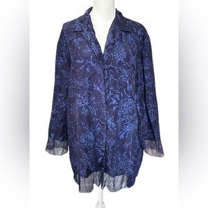Victoria's Secret Navy and Lavender silk sleep shirt
